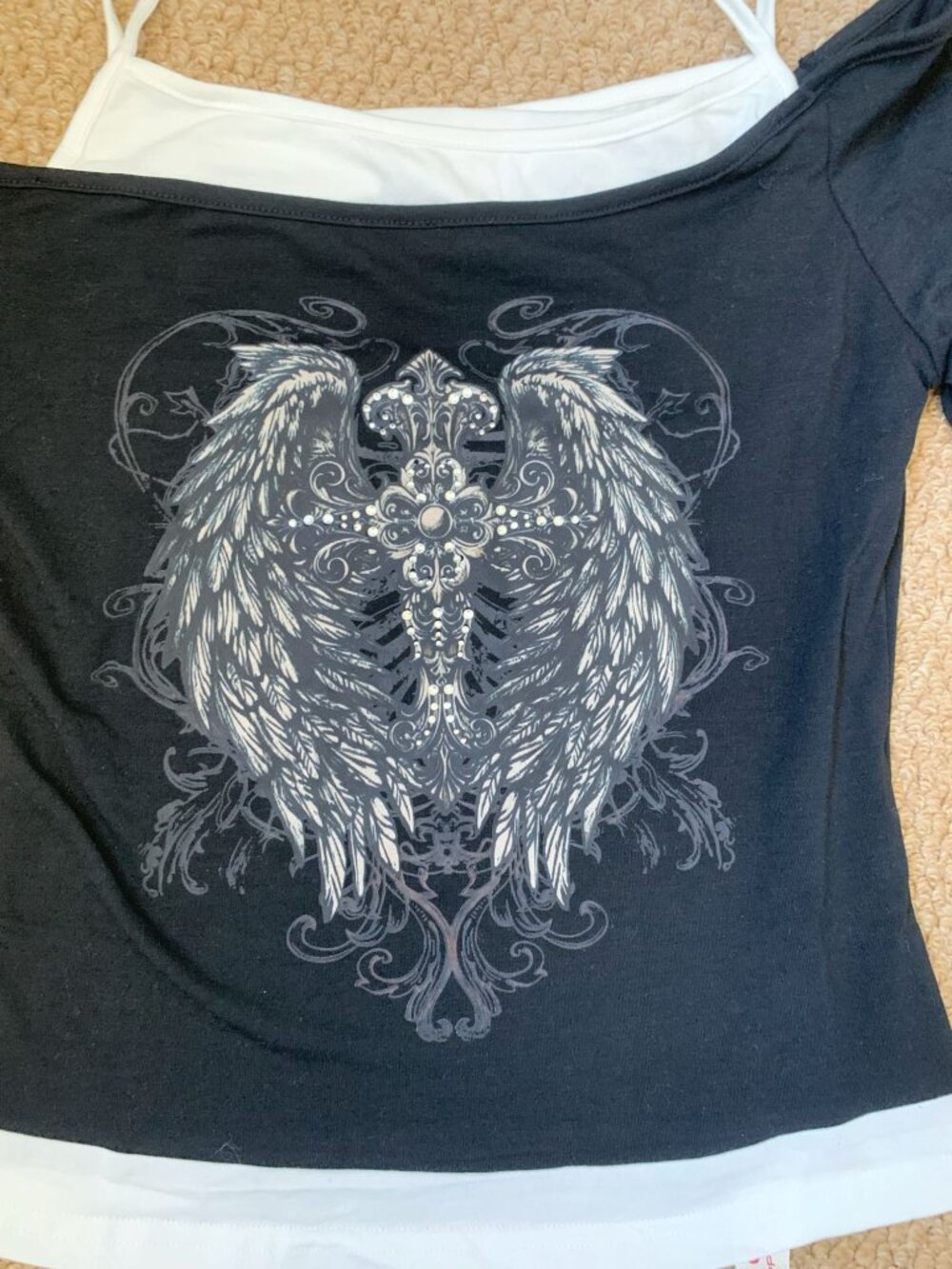 ROMWE Y2K Gothic One Shoulder Graphic Top Size M NWT - Picture 4 of 5